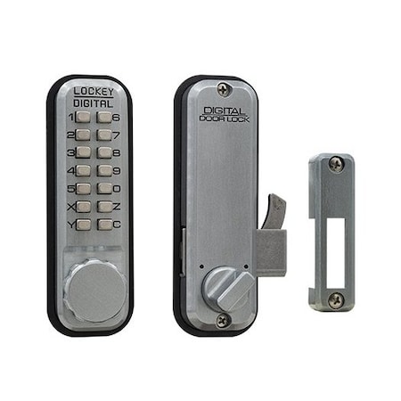 Lockey Mechanical Keyless Combination Hook Bolt Lock Fits Doors Up To 3 Thick Satin Chrome 2500 KO SC